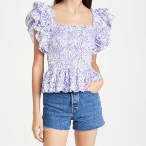 Anthropologie | Love the Label Smocked Ruffle Top